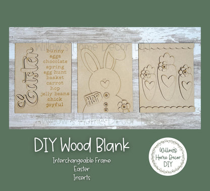 DIY Interchangeable Frame Add On - Easter Bunny Adult Kids Craft Kit - Wood Blank - Accent - Mantle Decor - Seasonal Sign - Shelf Sitter