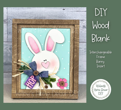 DIY Interchangeable Frame Add On - Easter Bunny Adult Kids Craft Kit - Wood Blank - Accent - Mantle Decor - Seasonal Sign - Shelf Sitter