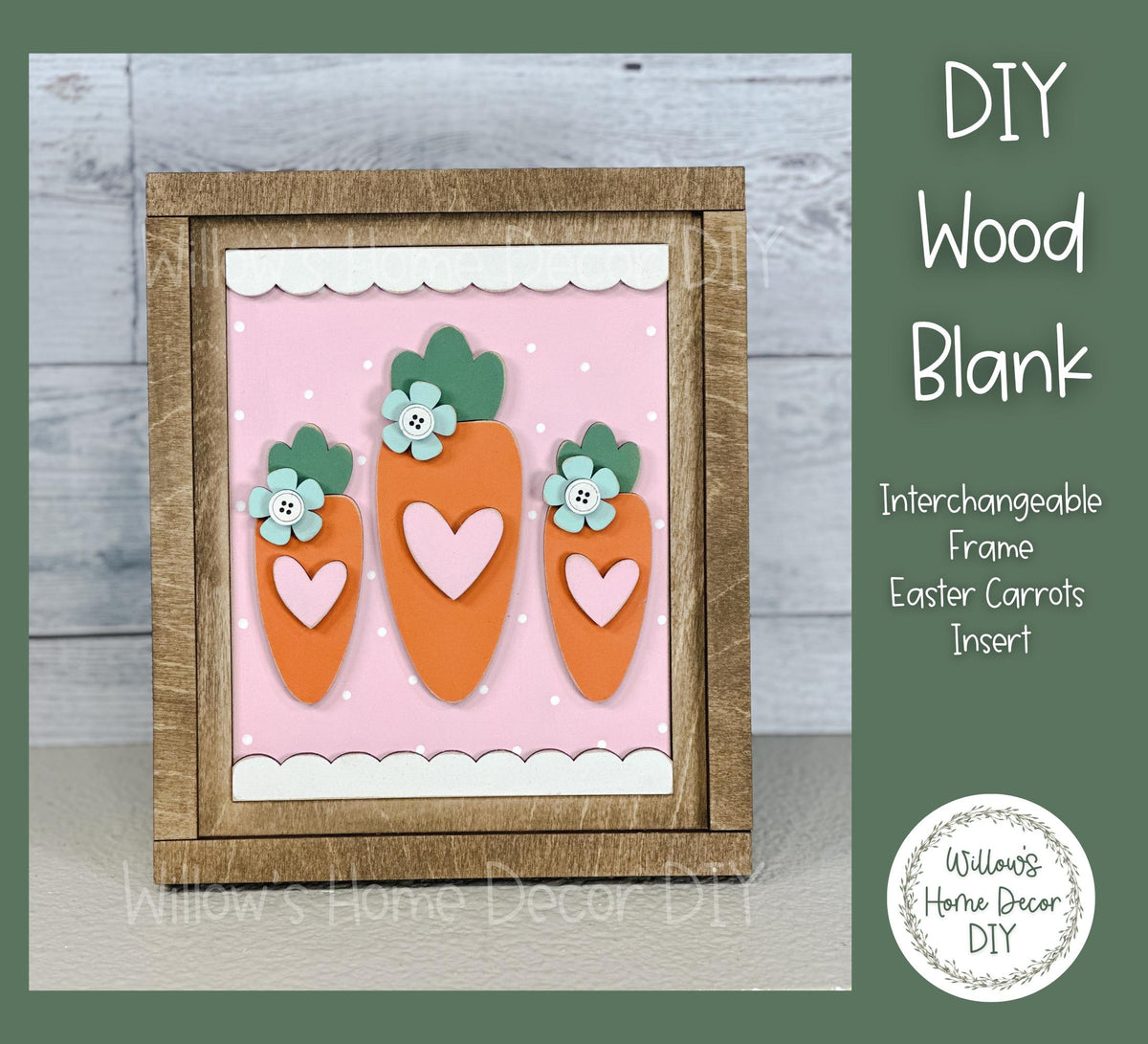 DIY Interchangeable Frame Add On - Easter Bunny Adult Kids Craft Kit - Wood Blank - Accent - Mantle Decor - Seasonal Sign - Shelf Sitter