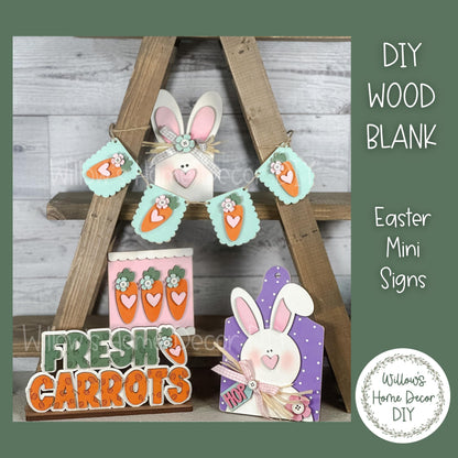 DIY Primitive Easter Tiered Tray Set - Easter Decor - Mantle Decor - Wood Decor - Easter Bunny - Fresh Carrots - Spring Mini Signs