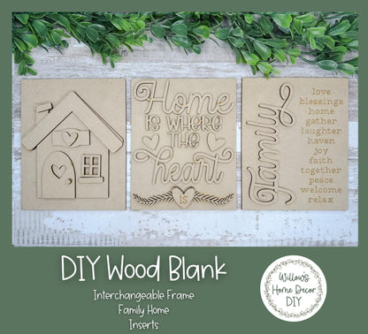 DIY Interchangeable Frame Add On - Family - Home - Wood Blank - Accent - Mantle Decor - Seasonal Sign - Shelf Sitter