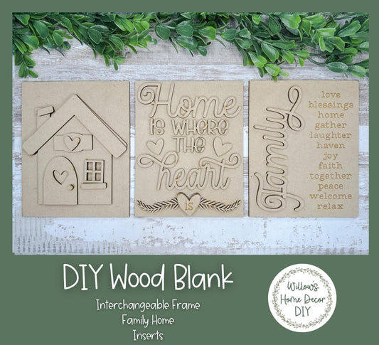 DIY Interchangeable Frame Add On - Family - Home - Wood Blank - Accent - Mantle Decor - Seasonal Sign - Shelf Sitter