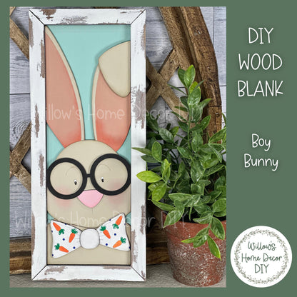 DIY Bunny Boy Sign - Nerdy Bunny Unfinished Craft Decoration for Easter & Spring Home Décor - Paint Party Supply - Adult Kids Crafts
