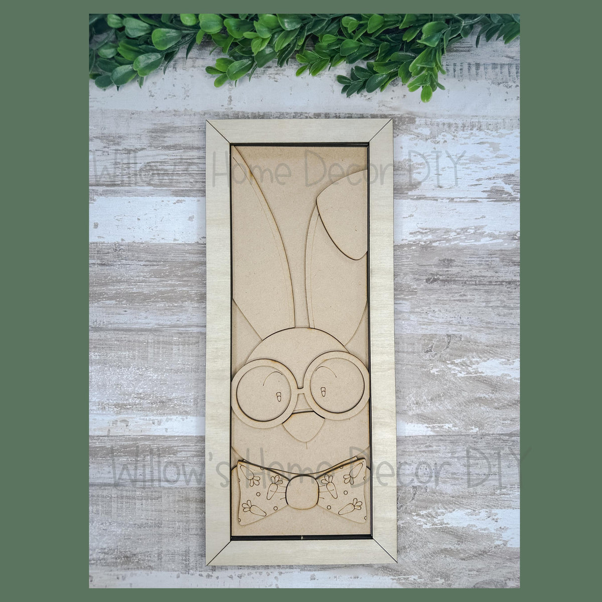 DIY Bunny Boy Sign - Nerdy Bunny Unfinished Craft Decoration for Easter & Spring Home Décor - Paint Party Supply - Adult Kids Crafts