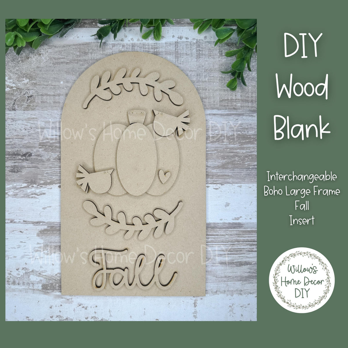 DIY Interchangeable Boho Arch Frame Insert - Fall Pumpkin - Craft Kit - Wood Blank - Shelf Sitter - Mantel Decor - Seasonal Sign