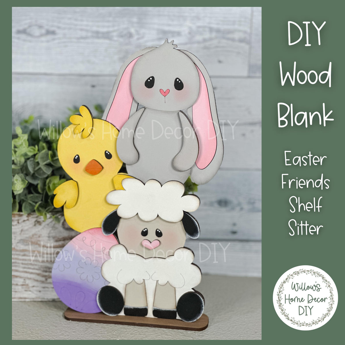 DIY Easter Sign - Shelf Sitter - Bunny - Chick - Lamb - Egg -Unfinished Spring Craft - Paint Party Supply - Adult Kids Crafts - Wood Blank