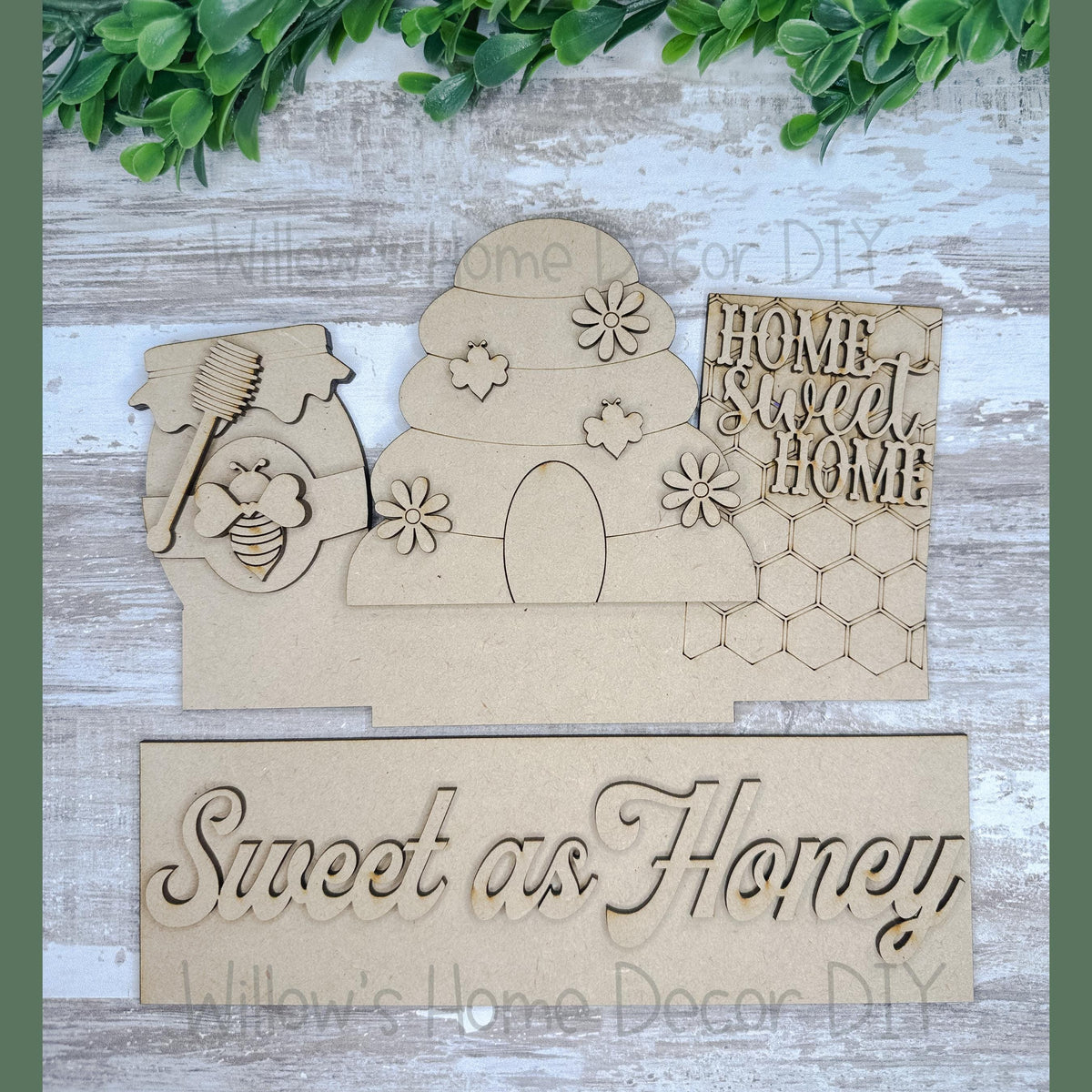 DIY Interchangeable Window Box Add-On Sweet As Honey- Bee Hive Craft Kit - Wood Blank - Accent - Mantle Decor - Seasonal Shelf Sitter Sign