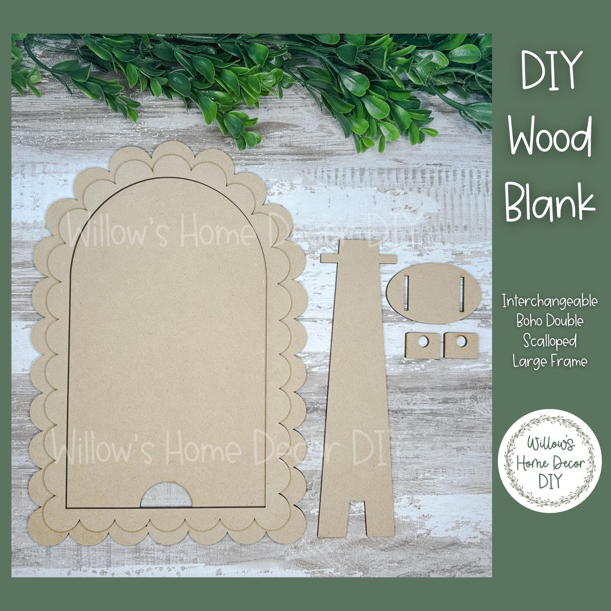 DIY Interchangeable Boho Arch Double Scallop Frame - Adult Kids Craft Kit - Wood Blank - Accent - Mantle Decor - Seasonal Sign - Shelf
