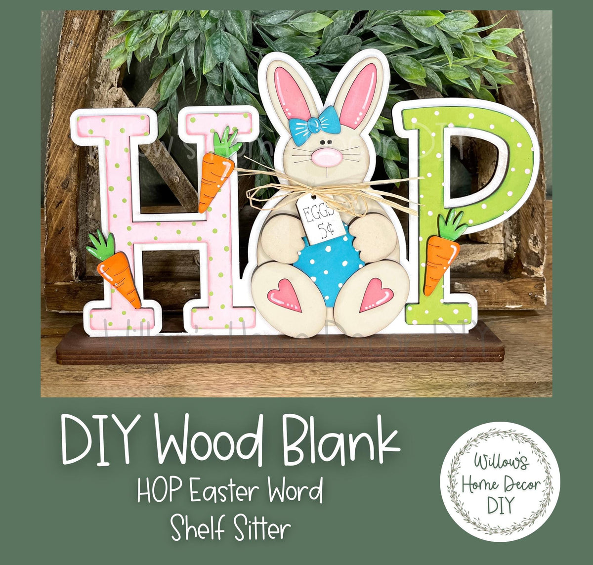 DIY Wood Blank Hop Bunny Shelf Sitter - Spring Easter Decor - Unfinished Craft - Shelf Sitter - Paint Party Supply - Adult Kids Crafts -