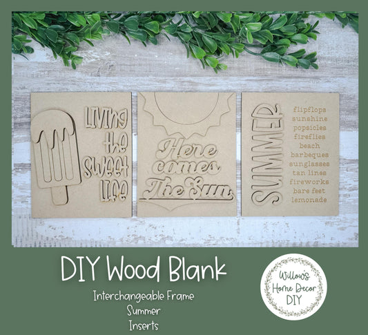 DIY Interchangeable Frame Add On - Summer- Sunshine - Sweet Life - Beach - Wood Blank - Accent - Mantle Decor - Seasonal Sign - Shelf Sitter