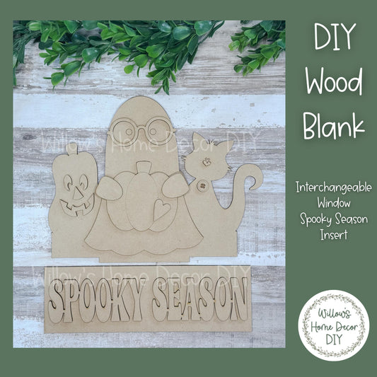 Halloween Interchangeable Window Box Add-On - DIY Wood Blank Craft Kit - Spooky Season Decor