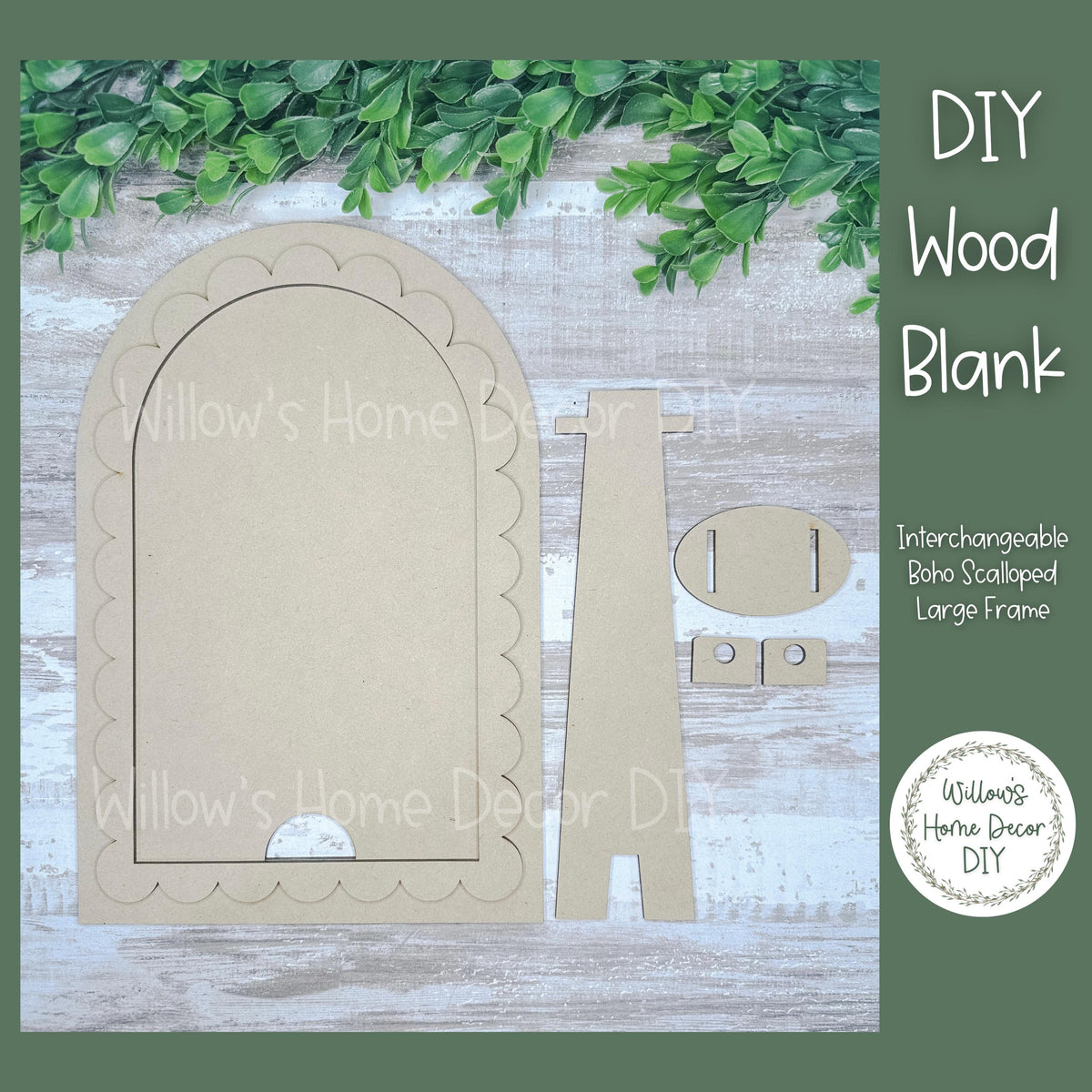 DIY Interchangeable Boho Arch Scallop Frame - Adult Kids Craft Kit - Wood Blank - Accent - Mantle Decor - Seasonal Sign - Shelf Sitter