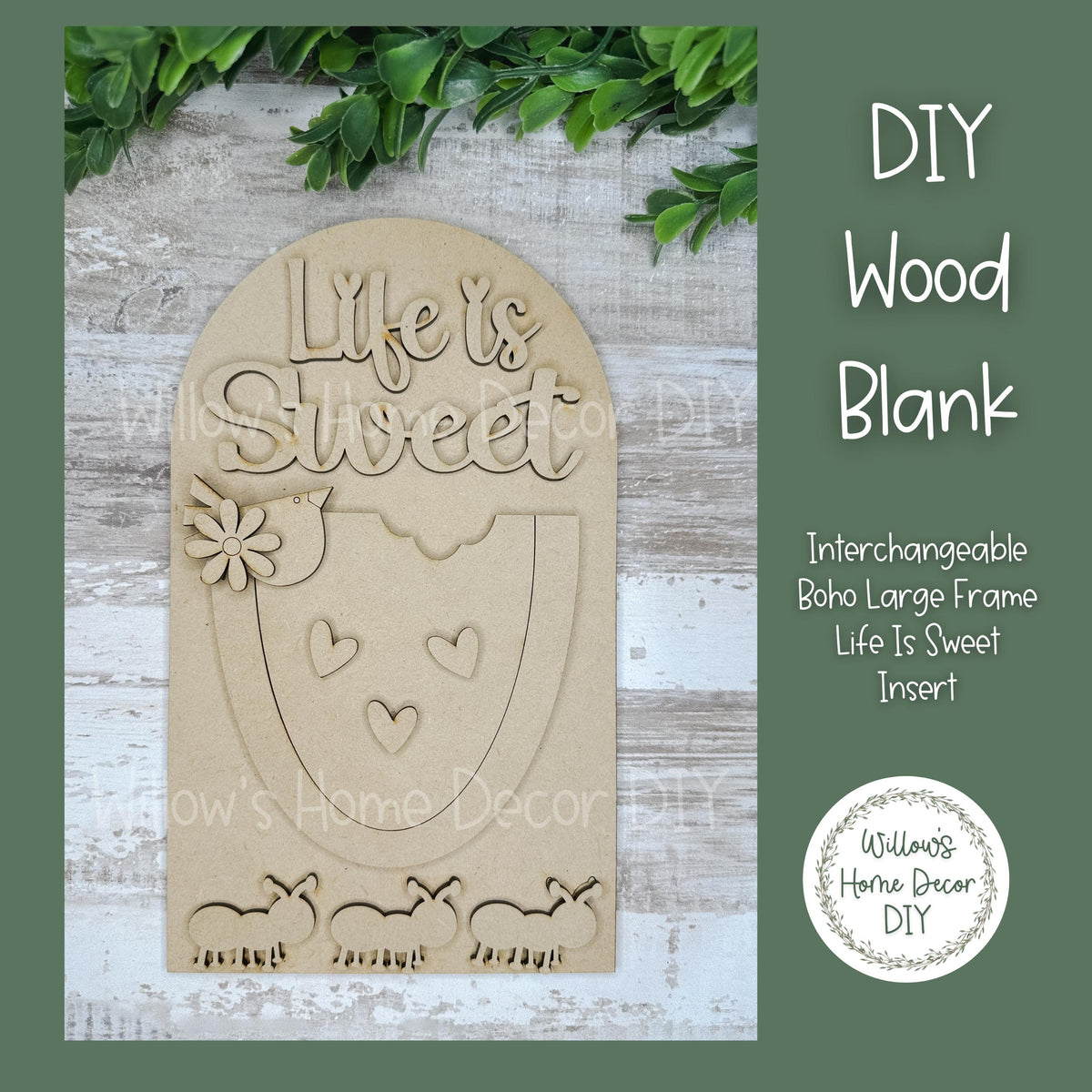 DIY Interchangeable Boho Arch Frame Insert - Life Is Sweet - Watermelon Summer - Craft Kit - Mantle Shelf Decor- Seasonal - Shelf Sitter