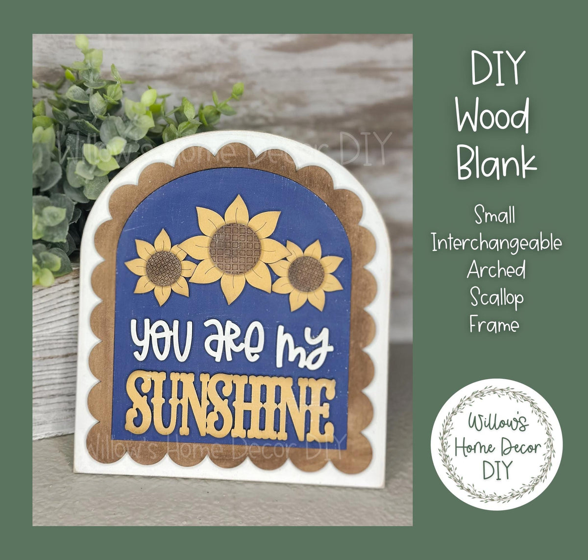 DIY Interchangeable Small Boho Scallop Arch Frame - Adult Kids Craft Kit - Wood Blank - Accent - Mantle Decor - Seasonal Sign - Shelf Sitter