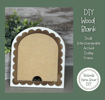 DIY Interchangeable Small Boho Scallop Arch Frame - Adult Kids Craft Kit - Wood Blank - Accent - Mantle Decor - Seasonal Sign - Shelf Sitter