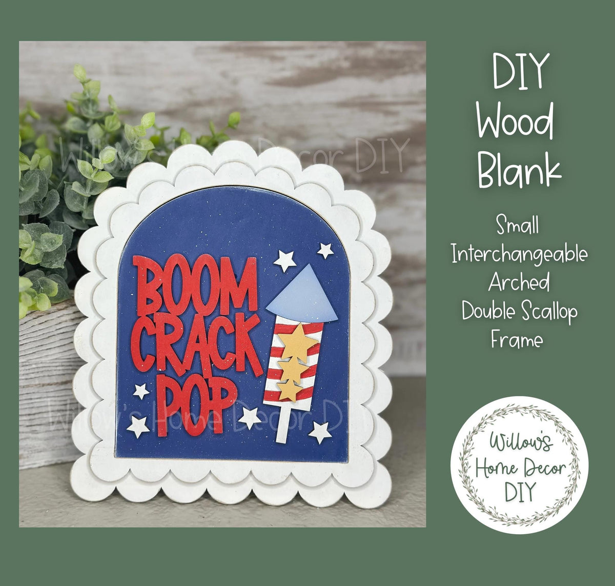DIY Interchangeable Small Boho Double Scallop Arch Frame - Adult Kids Craft Kit - Wood Blank - Mantle Decor - Seasonal Sign - Shelf Sitter