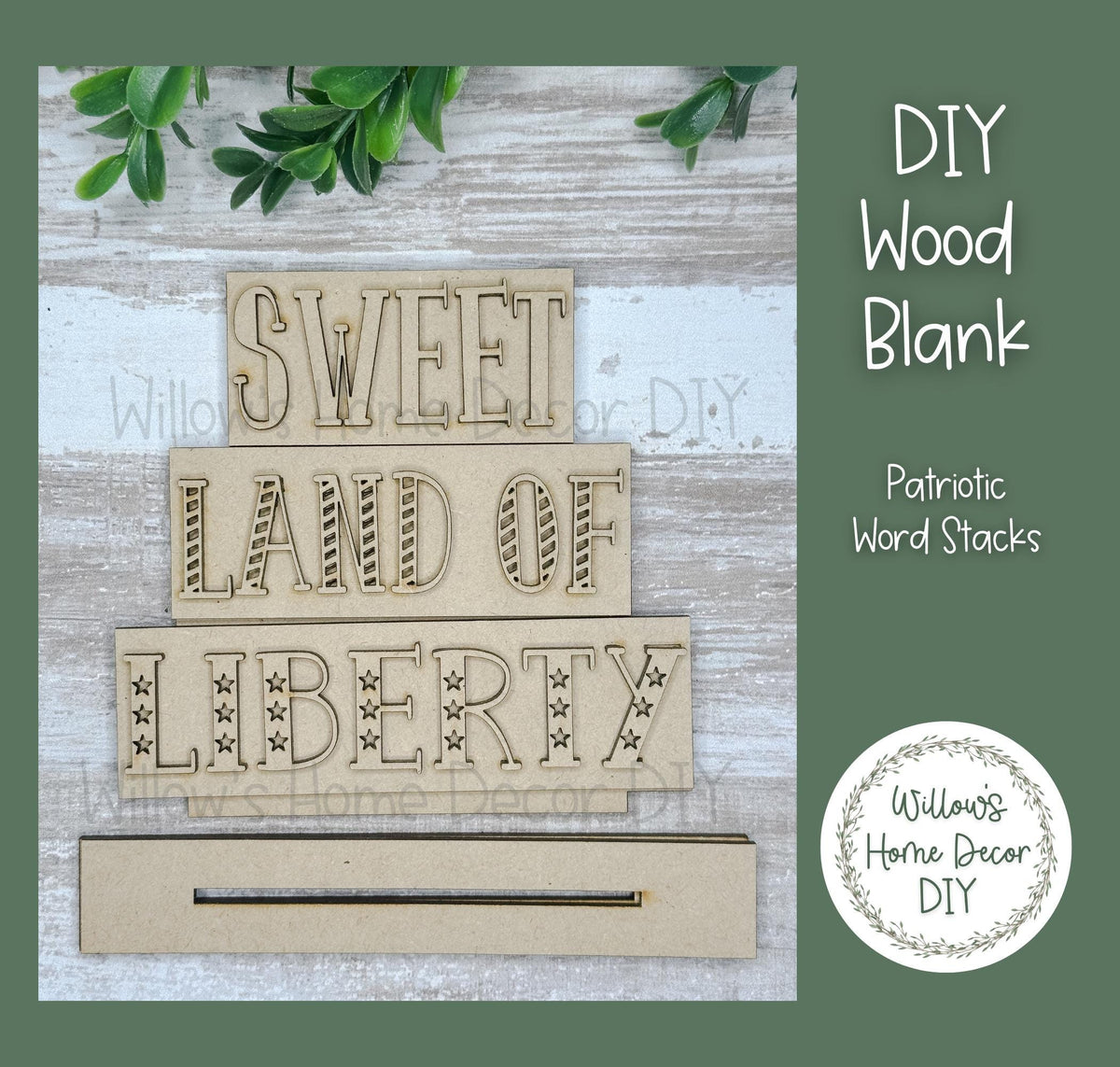 DIY Wood Blank Patriotic Word Stack - Unfinished 4th of July Craft - 1776 - USA - God Bless America - Summer Paint Party - Adult Kids Crafts
