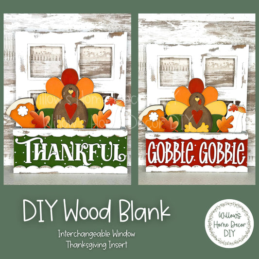 DIY Interchangeable Window Box Add-On Thanksgiving - Turkey Craft Kit - Wood Blank - Accent - Mantle Decor - Seasonal Sign - Shelf Sitter