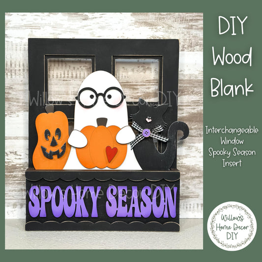 Halloween Interchangeable Window Box Add-On - DIY Wood Blank Craft Kit - Spooky Season Decor