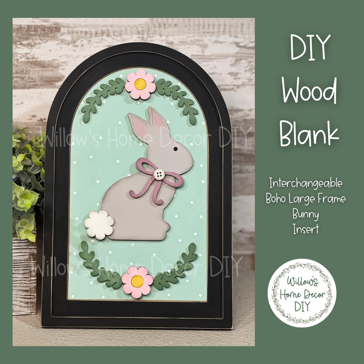 DIY Interchangeable Boho Arch Frame Insert - Easter Bunny - Craft Kit - Wood Blank - Mantle Shelf Decor- Seasonal Sign - Shelf Sitter -