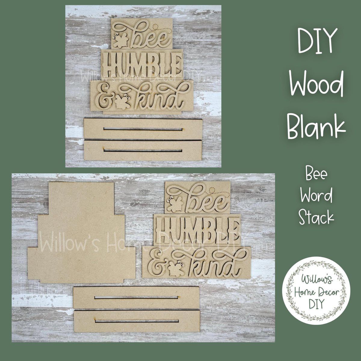 DIY Always Bee Humble & Kind Word Stack - Bumble Bee - Craft Kit - Wood Blank - Accent Mantle Decor - Seasonal Sign - Summer Decor