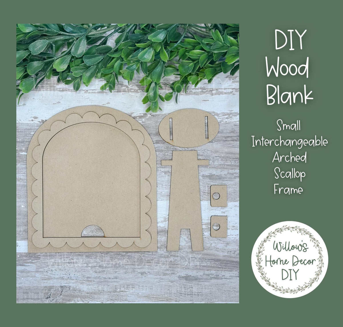 DIY Interchangeable Small Boho Scallop Arch Frame - Adult Kids Craft Kit - Wood Blank - Accent - Mantle Decor - Seasonal Sign - Shelf Sitter