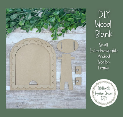 DIY Interchangeable Small Boho Scallop Arch Frame - Adult Kids Craft Kit - Wood Blank - Accent - Mantle Decor - Seasonal Sign - Shelf Sitter