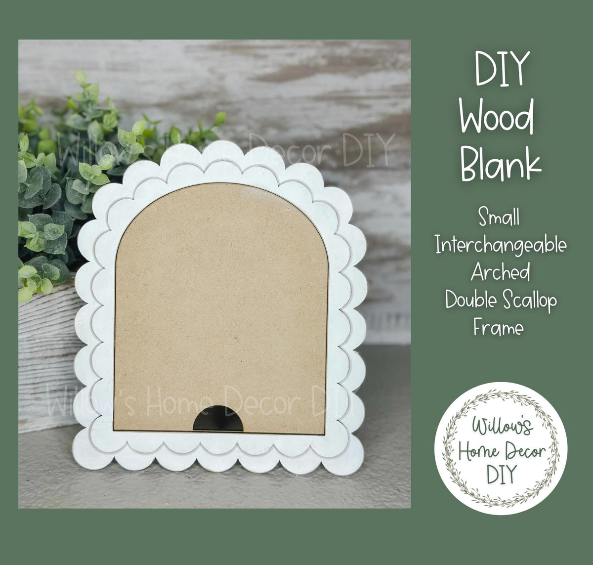 DIY Interchangeable Small Boho Double Scallop Arch Frame - Adult Kids Craft Kit - Wood Blank - Mantle Decor - Seasonal Sign - Shelf Sitter