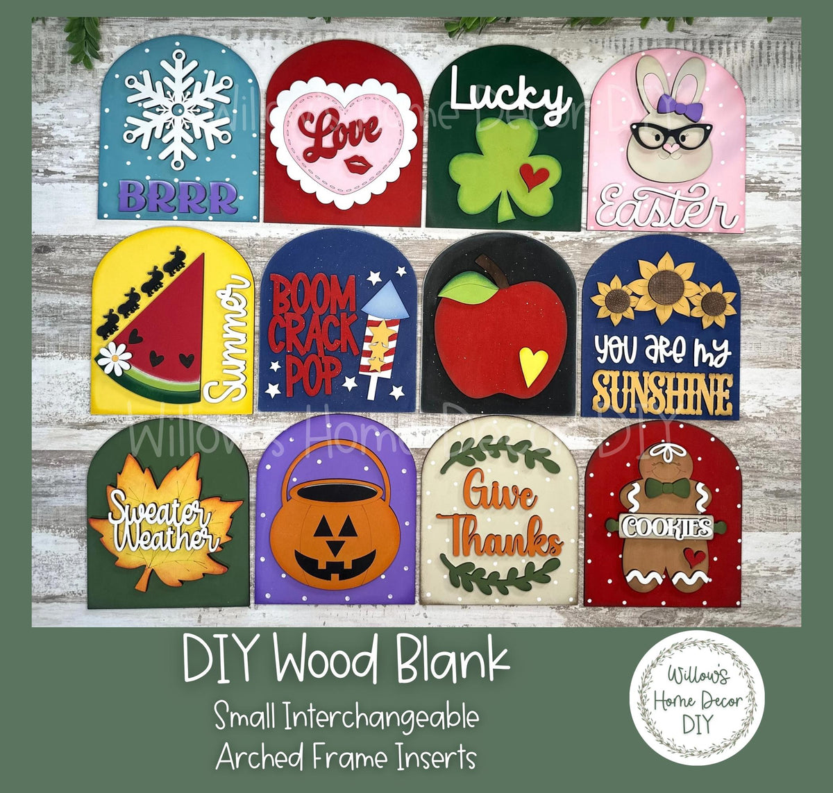 DIY Interchangeable Small Arch Frame Seasonal Inserts- Adult Kids Craft Kit - Wood Blank - Mantle Decor - Seasonal Sign - Shelf Sitter
