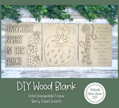 DIY Interchangeable Frame Add On Berry Sweet Insert - Adult Kids Craft Kit - Wood Blank - Accent Mantle Decor - Seasonal Sign - Shelf Sitter