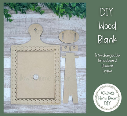 DIY Interchangeable Beaded Breadboard Frame - Adult Kids Craft Kit - Wood Blank - Accent - Mantle Decor - Seasonal Sign - Shelf Sitter