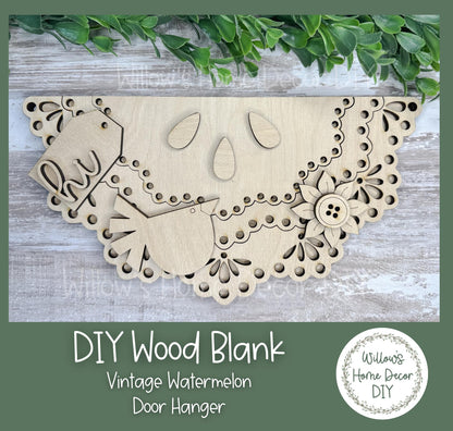 DIY Wood Blank Vintage Watermelon Door Hanger - Unfinished Sign - Adult Kids Craft - Front Door Porch Decor Summer Paint Party - Wreath