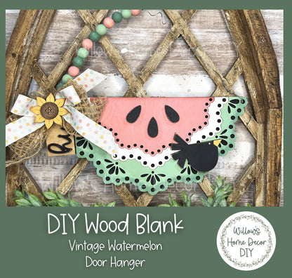 DIY Wood Blank Vintage Watermelon Door Hanger - Unfinished Sign - Adult Kids Craft - Front Door Porch Decor Summer Paint Party - Wreath