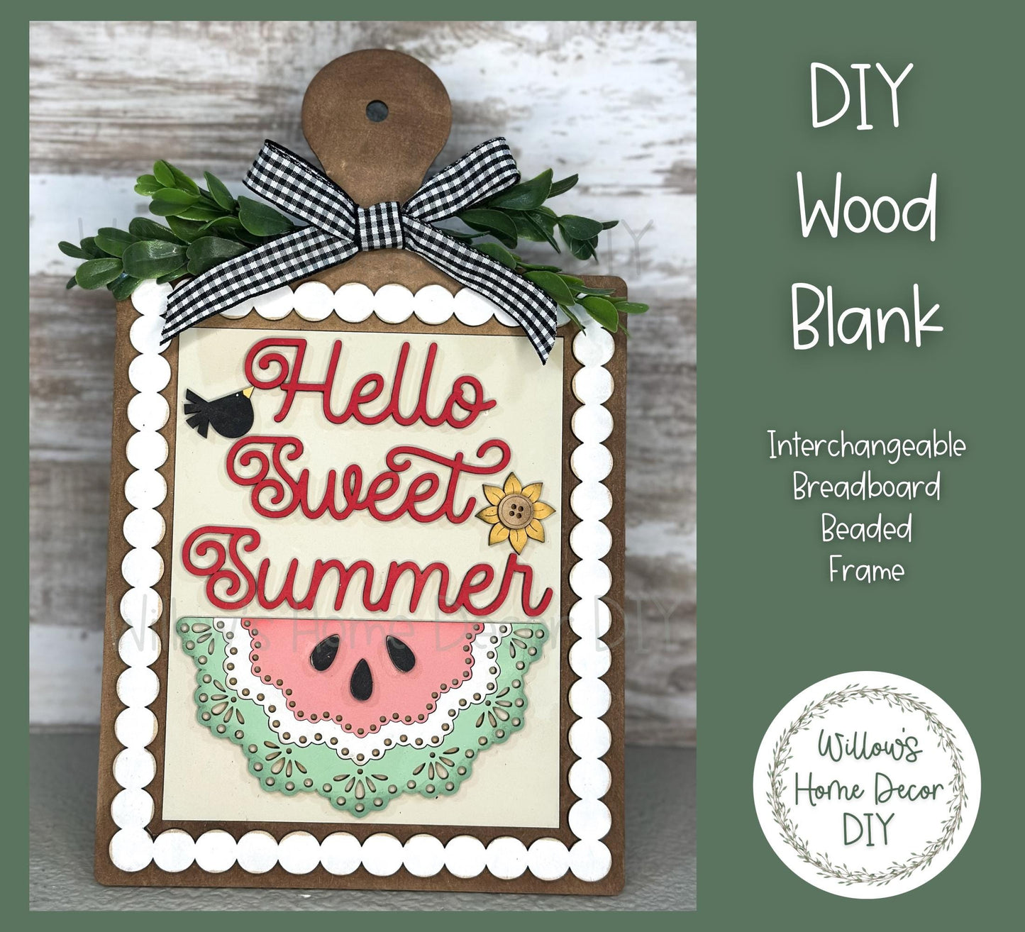 DIY Interchangeable Beaded Breadboard Frame - Adult Kids Craft Kit - Wood Blank - Accent - Mantle Decor - Seasonal Sign - Shelf Sitter