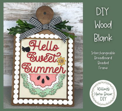 DIY Interchangeable Beaded Breadboard Frame - Adult Kids Craft Kit - Wood Blank - Accent - Mantle Decor - Seasonal Sign - Shelf Sitter