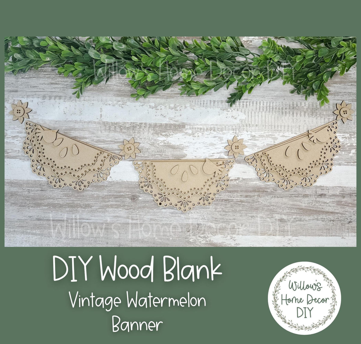 DIY Wood Blank Vintage Watermelon Banner - Unfinished Sign - Adult Kids Craft - Front Door Porch Decor Summer Paint Party - Mantle Decor