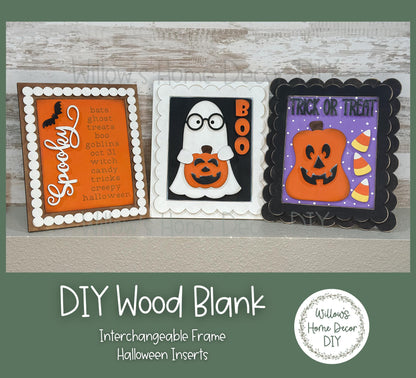 DIY Interchangeable Frame Add On Halloween Inserts - Adult Kids Craft Kit - Wood Blank - Accent Mantle Decor - Seasonal Sign - Shelf Sitter
