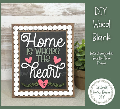 DIY Interchangeable Beaded Frame - Adult Kids Craft Kit - Wood Blank - Accent - Mantle Decor - Seasonal Sign - Shelf Sitter - Home Decor