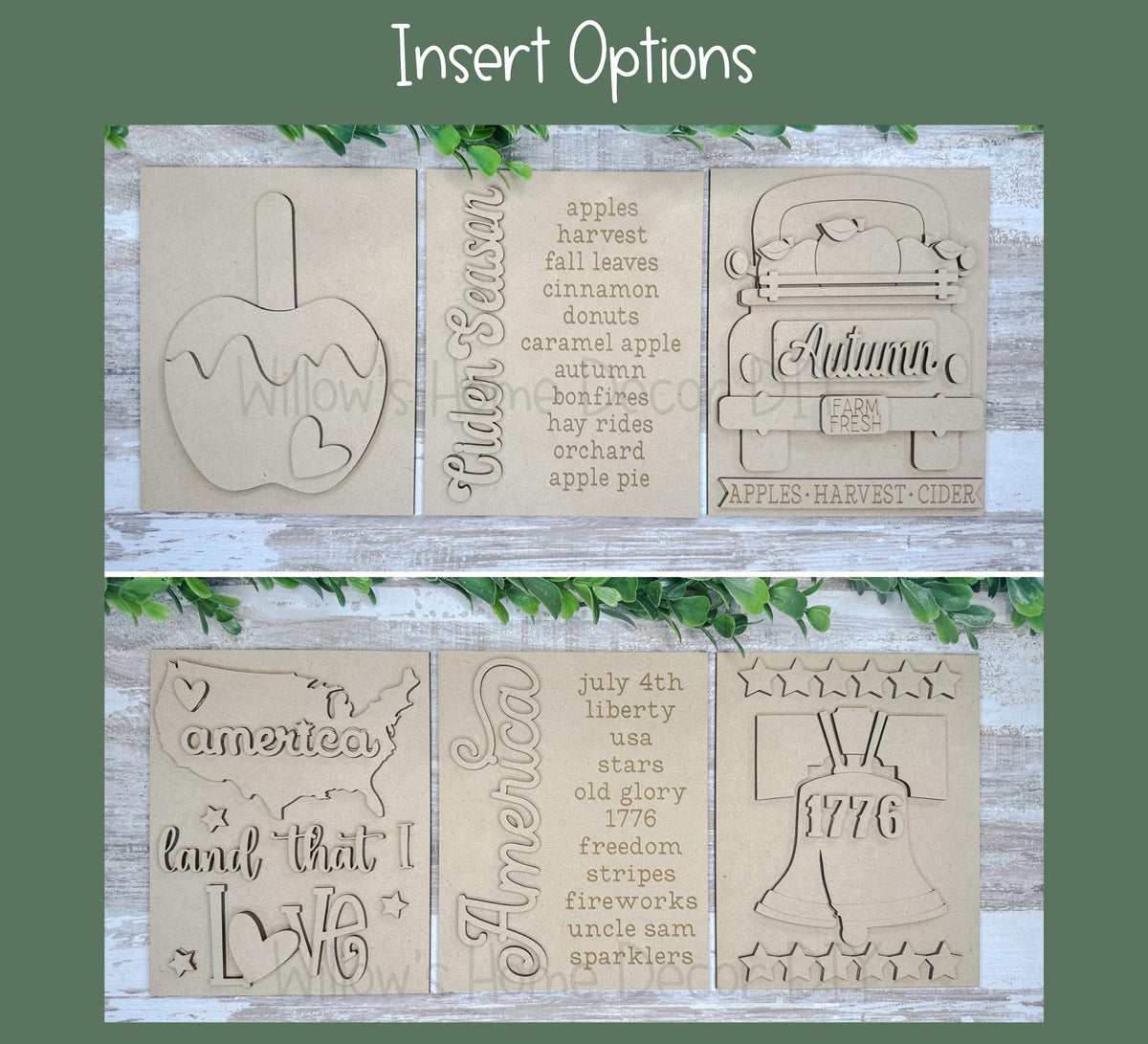 DIY Interchangeable Frame Add On Fall Harvest Inserts - Adult Kids Craft Kit - Wood Blank - Mantle Decor - Seasonal Sign - Shelf Sitter