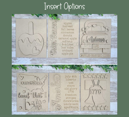 DIY Interchangeable Frame Add On Fall Harvest Inserts - Adult Kids Craft Kit - Wood Blank - Mantle Decor - Seasonal Sign - Shelf Sitter