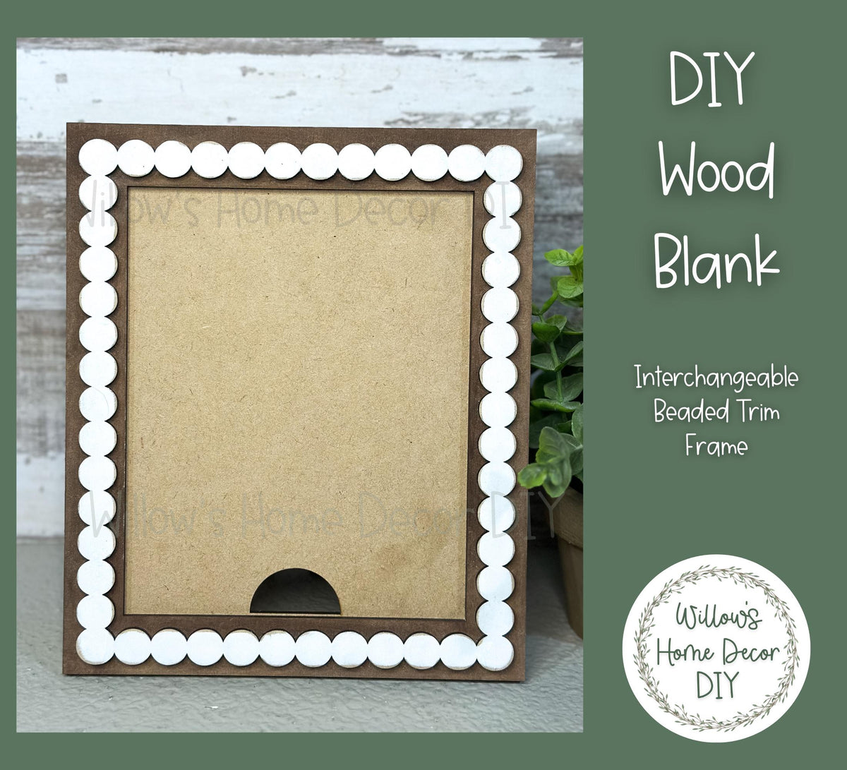 DIY Interchangeable Beaded Frame - Adult Kids Craft Kit - Wood Blank - Accent - Mantle Decor - Seasonal Sign - Shelf Sitter - Home Decor