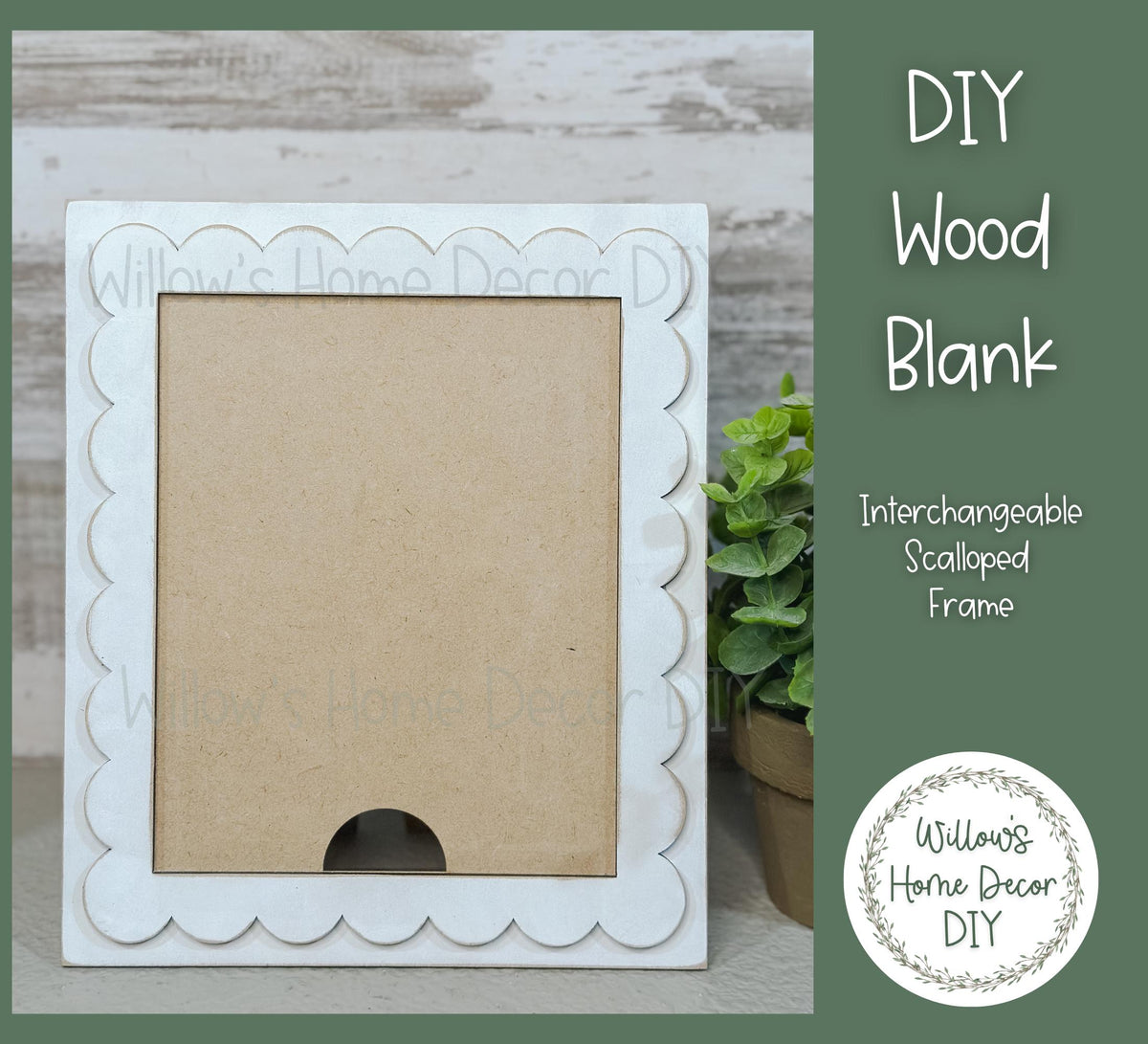 DIY Interchangeable Scalloped Frame - Adult Kids Craft Kit - Wood Blank - Accent - Mantle Decor - Seasonal Sign - Shelf Sitter - Home Decor