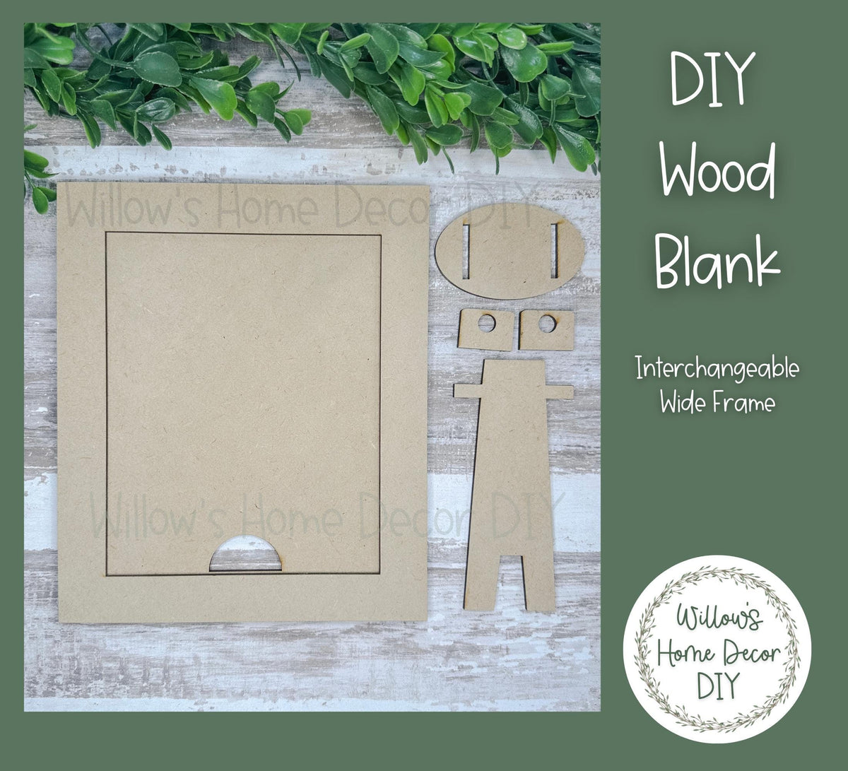DIY Interchangeable Wide Frame - Adult Kids Craft Kit - Wood Blank - Accent - Mantle Decor - Seasonal Sign - Shelf Sitter - Home Decor