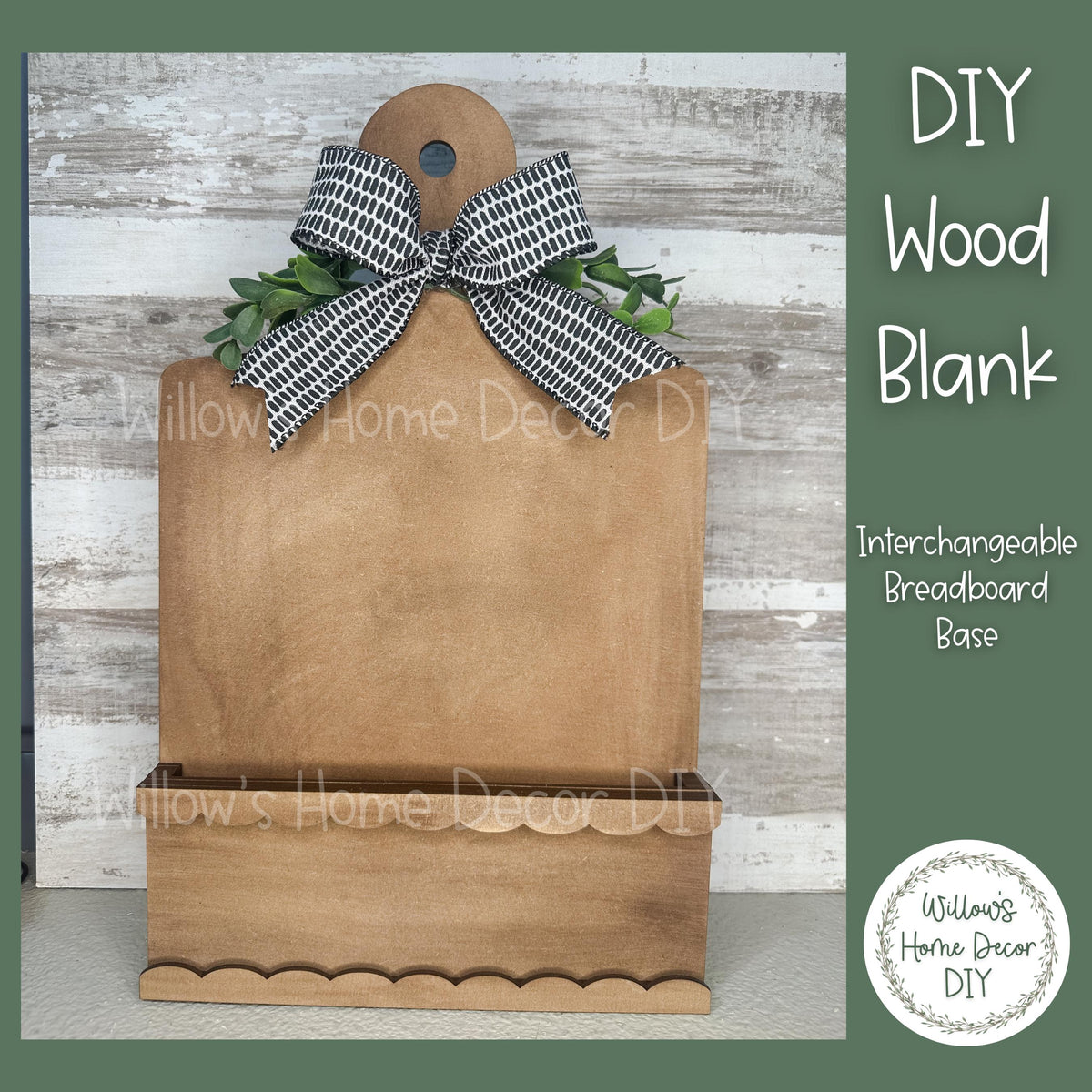 Interchangeable Breadboard Base - Window Box - Interchangeable Base - DIY Wood Blank - Craft Kit - Mantle Decor - Seasonal Sign