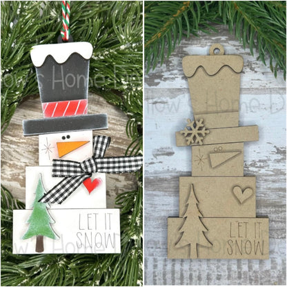 DIY Snowman Christmas Tree Ornament - Frosty - Let It Snow - Holiday Decorations - Christmas Crafts - Wood Blanks For Crafters
