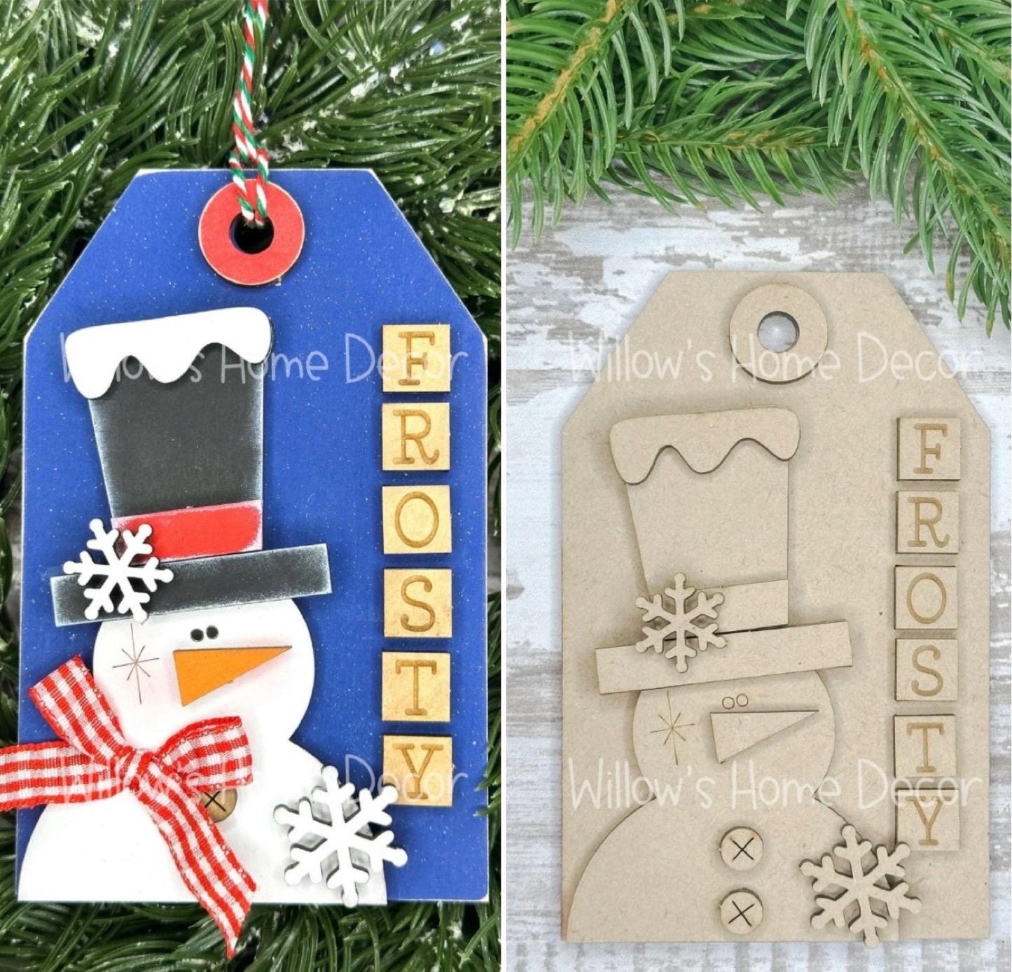 DIY Snowman Christmas Tree Ornament - Frosty - Let It Snow - Holiday Decorations - Christmas Crafts - Wood Blanks For Crafters