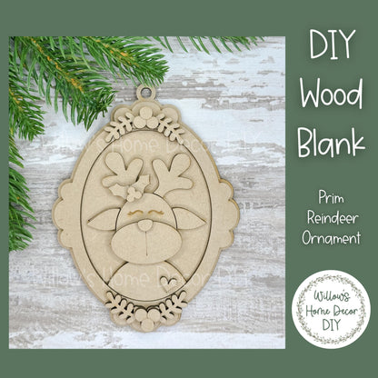 Reindeer Christmas Tree Ornament - Merry Christmas - DIY Wood Blank - Holiday Winter Decor - Tree Decoration - Adult Kids Paint Kit