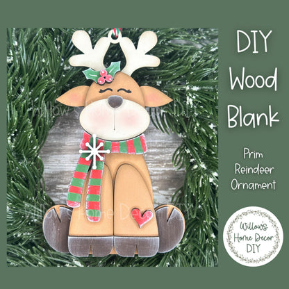 Reindeer Christmas Tree Ornament - Merry Christmas - DIY Wood Blank - Holiday Winter Decor - Tree Decoration - Adult Kids Paint Kit