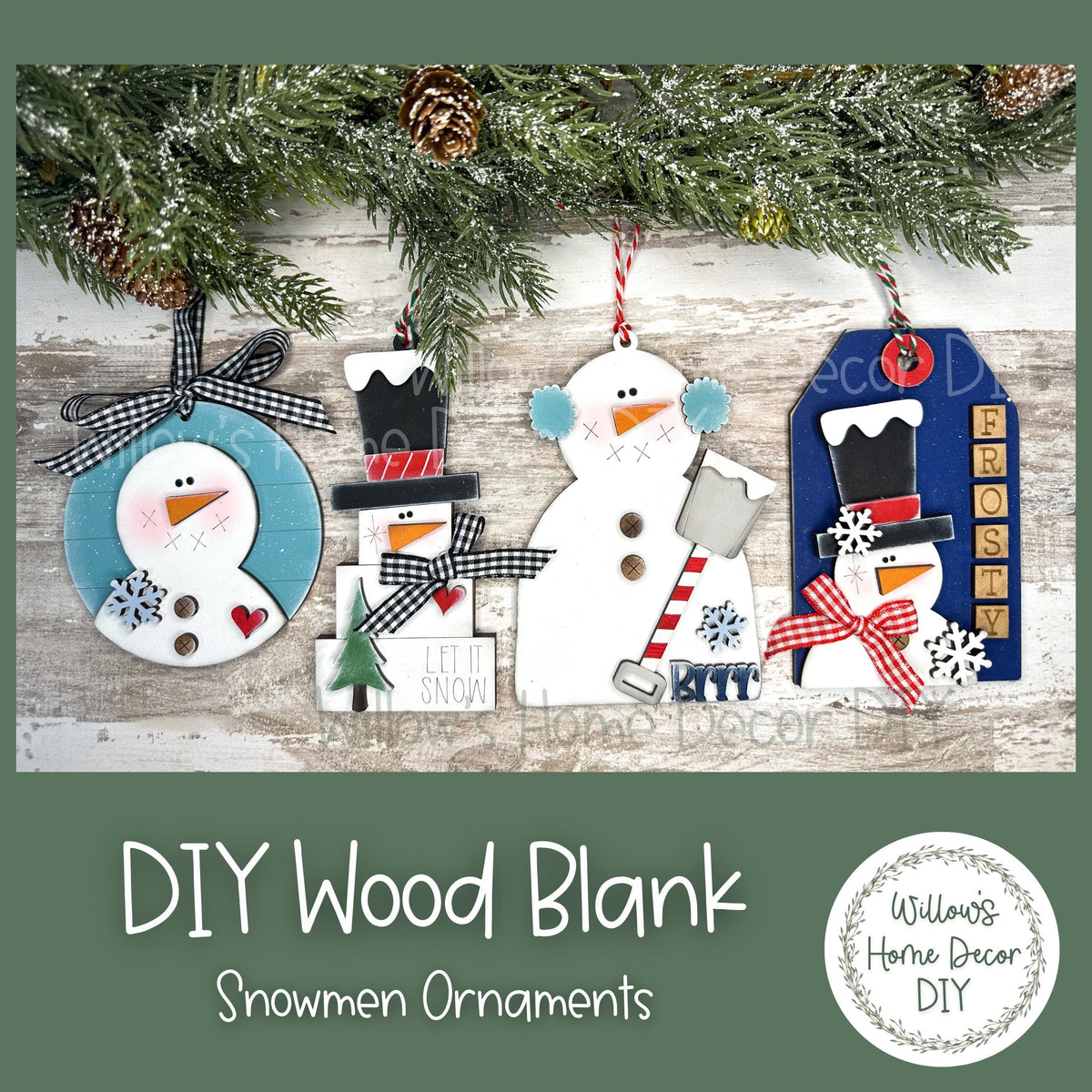DIY Snowman Christmas Tree Ornament - Frosty - Let It Snow - Holiday Decorations - Christmas Crafts - Wood Blanks For Crafters