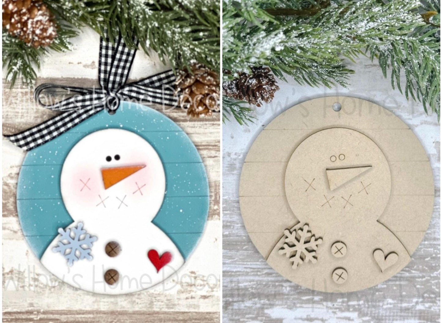 DIY Snowman Christmas Tree Ornament - Frosty - Let It Snow - Holiday Decorations - Christmas Crafts - Wood Blanks For Crafters